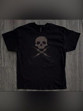 Death proof skull dark greyhorror goth punk film color black Large Unisex T-shir
